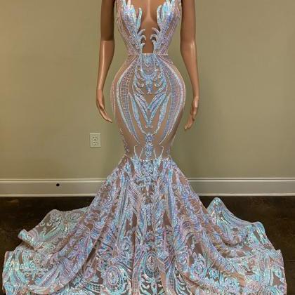 Mermaid Prom Dresses, Lace Prom Dresses, Sheer..