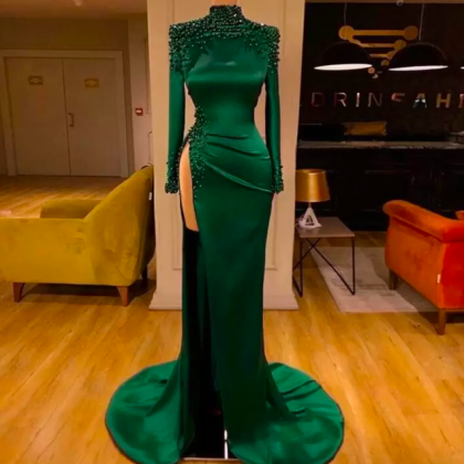 2022 Emerald Green Arabic Evening Dresses Long..