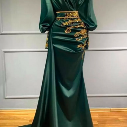 Vintage Dark Green Mermaid Evening Dresses Arabic..