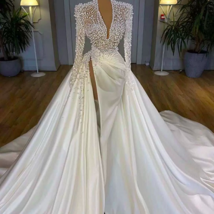 2022 Luxury Long Sleeves Mermaid Wedding Dresses..