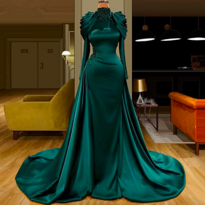 2022 Emerald Green Evening Dresses Wear Mermaid..