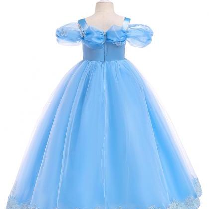 Flower Girls Dress, Little Girls Party Dress, Blue..