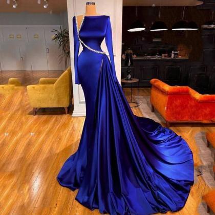 Royal Blue Prom Dresses Luxury Long Sleeves..