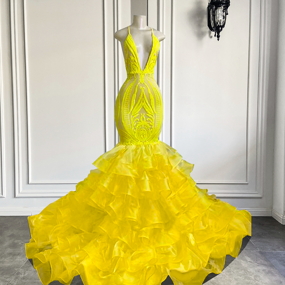 Yellow Prom Dresses, 2022 Prom Dresses, Lace Evening Dresses, Organza Prom Dresses, Lace Evening Dresses, Custom Make Evening Dresses, Fashion