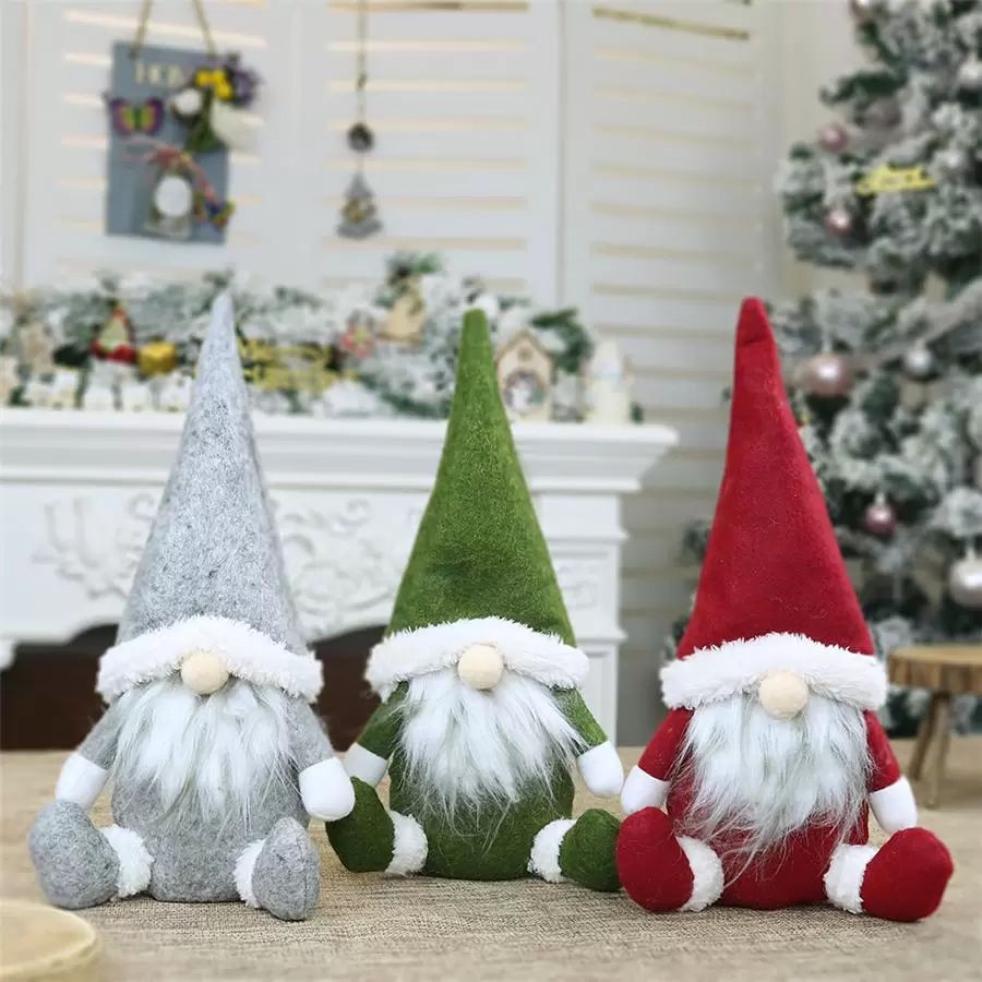 30 Pieces Merry Christmas Swedish Santa Gnome Plush Doll Ornaments Handmade Holiday Home Party Decor Christmas Decor (3 Colors Available)