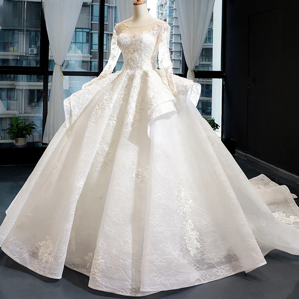 Ball Gown Scoop Tea-length Lace Wedding Dress main image 1