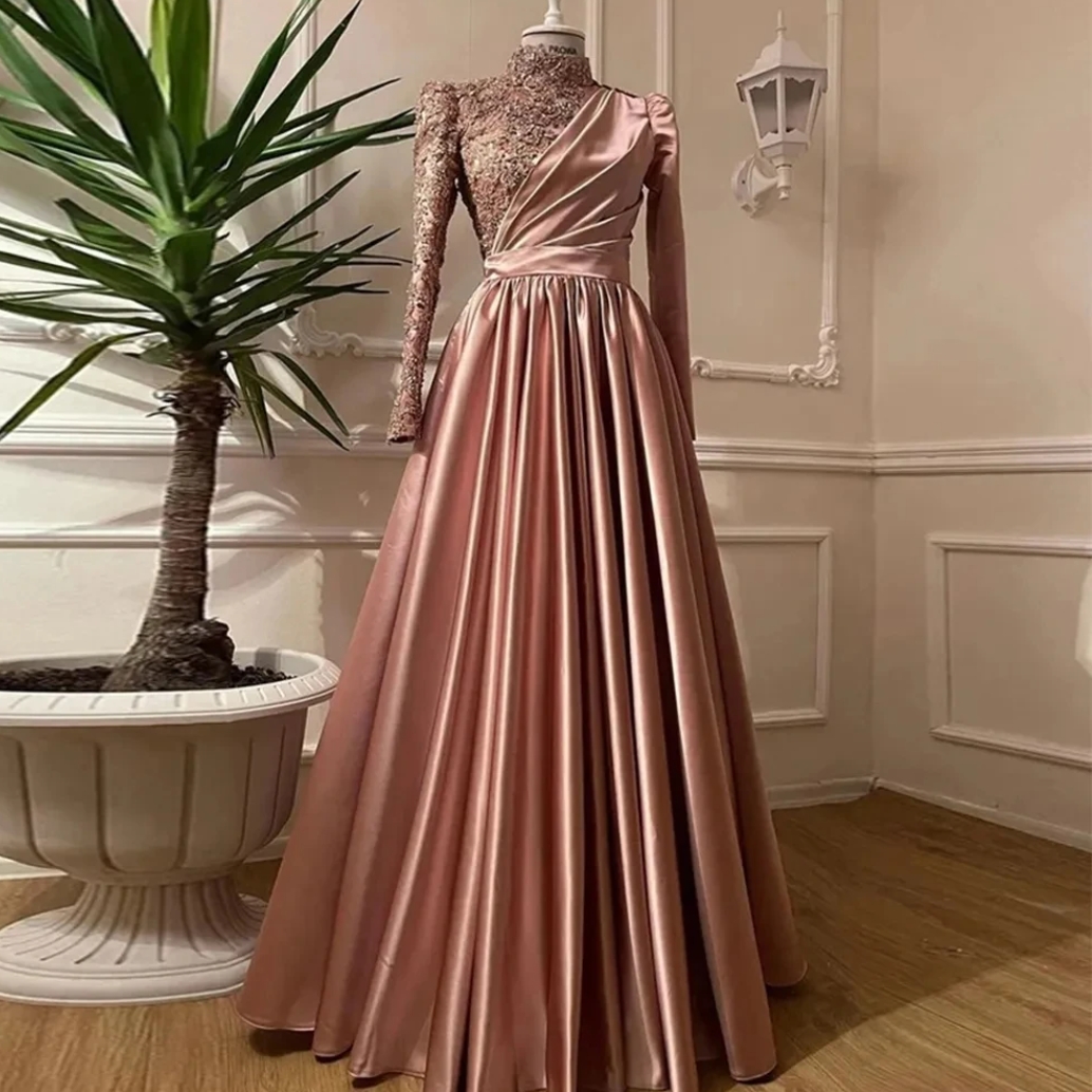 bright evening dresses Illusion neck Bright Yellow One shoulder Bubble Sleeves Prom Dress –  Ballbella