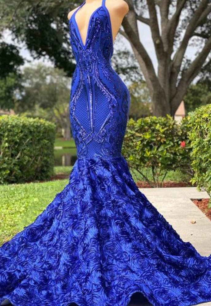 chinese dress ladies Dahlia Royal Blue Mermaid Strapless Sequins Long Prom Dress with Slit main image 1