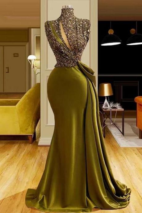 Green Prom Dresses, Sparkly Prom Dresses, Arabic Prom Dresses, Evening Dresses, Mermaid Evening Dresses, Satin Evening Dresses, 2022 Prom