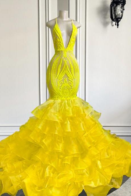 yellow prom dresses, 2022 prom dresses, lace evening dresses, organza prom dresses, lace evening dresses, custom make evening dresses, fashion evening dresses, cheap prom dresses, new arrival evening gowns