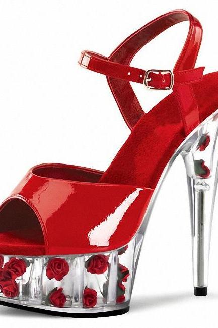 rose high heels crystal summer shoes open toe new arrival shoes women party shoes