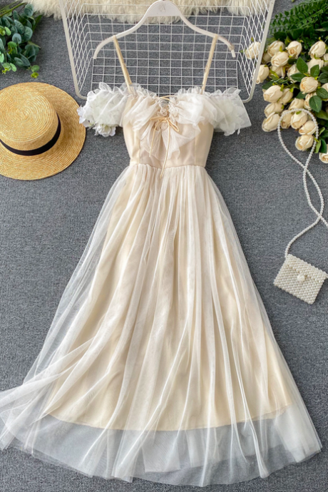 Elegant White Party Skirt For Women Tulle Lace Long Dress 2021 Off The Shoulder