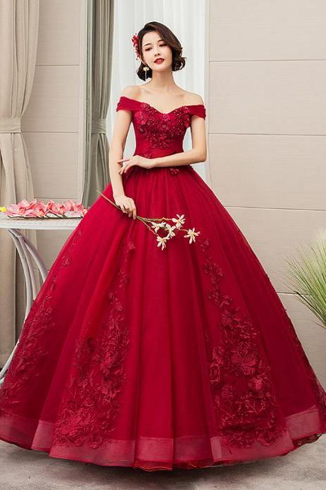 Burgundy Luxury Quinceanera Dresses Party Dress Off The Shoulder Ball Gown Sweet Prom Formal Vestido De Quinceanera