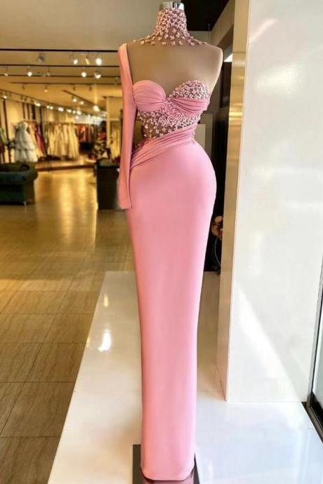 Pink Prom Dresses, 2023 Prom Dresses, Flowers Evening Dresses, Sexy Prom Dresses, Custom Make Prom Dresses, Evening Dresses, 2024 Evening