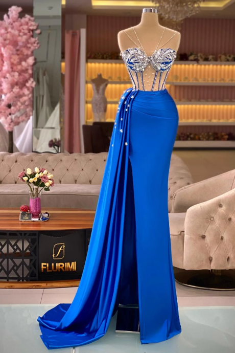chinese dress ladies Glitter Glow in The Dark Swirl Sweetheart Corset Mermaid Dress with Godets Missy / 6 / Periwinkle main image 1