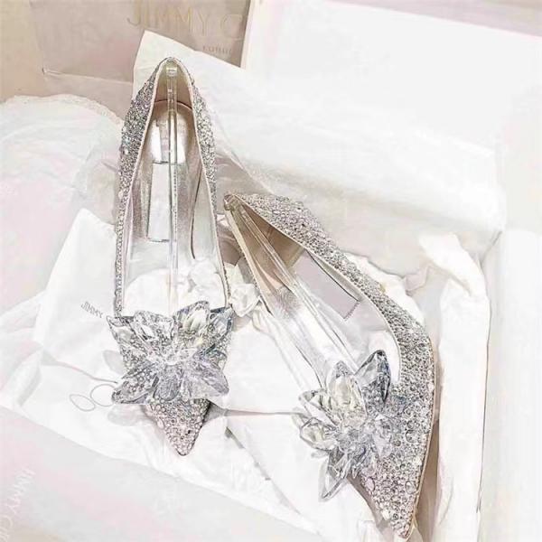 Crystal Pointed Tow High Chunky Heels Ankle Party Shoes Sparkly Shinning Shose