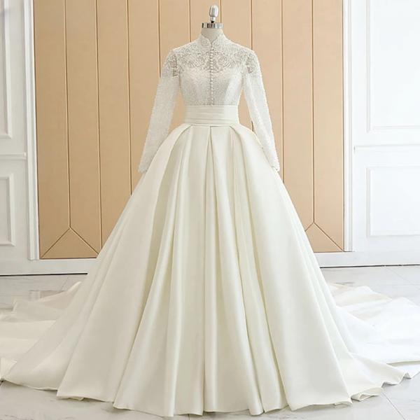 Satin A-Line/Princess High Neck Floor-Length Cocktail Dresses with Bow