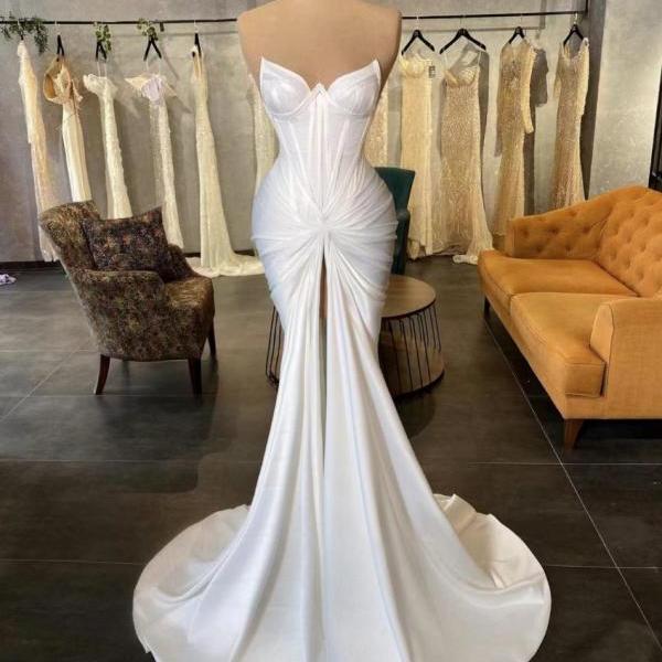 Vintage Satin V-neck Mermaid Elegant Long Evening Dress Party Dress Prom Dress DP3750 main image 0